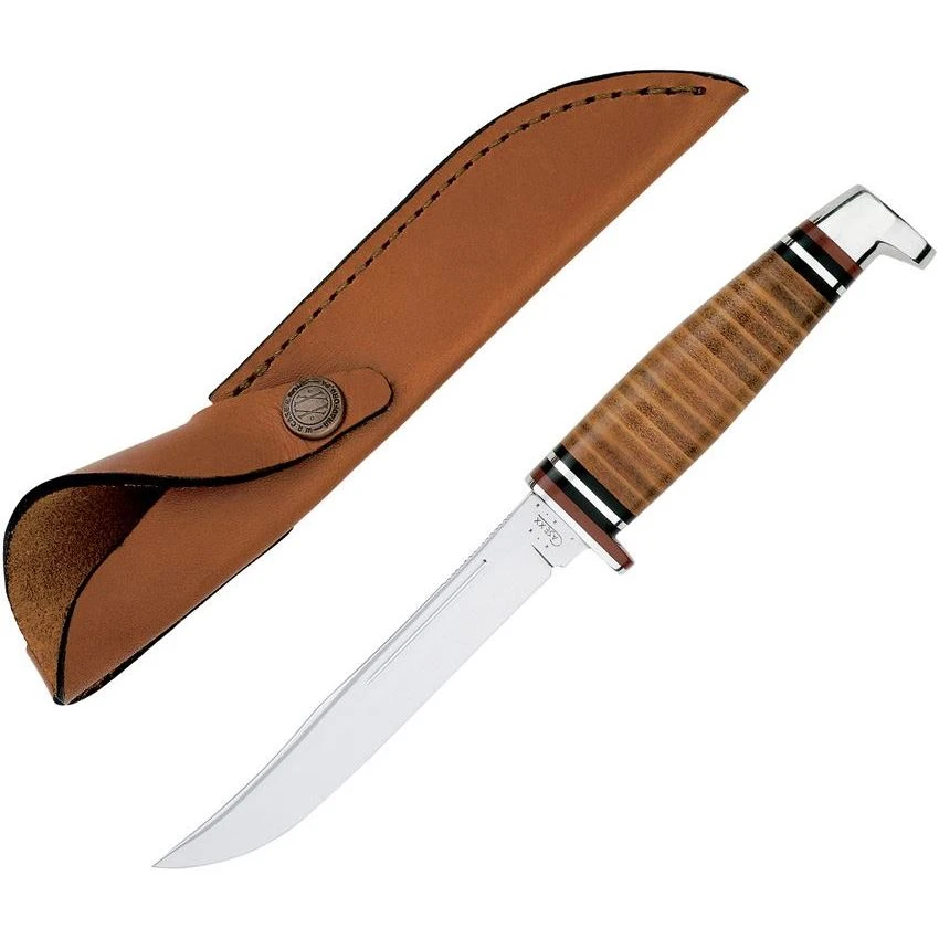 Case 381 Hunter Fixed Clip Blade Knife With Polished Leather Handle 3 Case 381 Hunter Fixed Clip Blade Knife With Polished Leather Handle