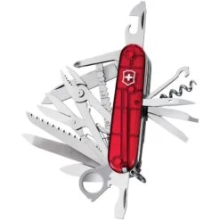 Swiss Army 16795TX1 Swiss Champ Folding Pocket Knife With Ruby Translucent Handle