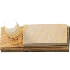 AC 6 Sportsman Arkansas Oil Stone With Mounted On Oak Block