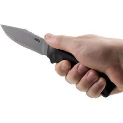 SOG ACE1001CP Ace Fixed Blade Stonewash Knife With Black Textured Rubber Handle -Knives Discount Store 110803