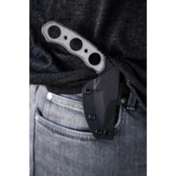 TOPS Knives TOPS DEV01 Devil''S Elbow XL Fixed Black Traction Coating Blade Knife With Black Micarta Handles -Knives Discount Store 116160