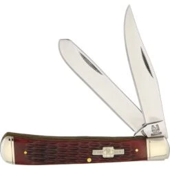 Rough Rider 266 Trapper Folding Pocket Knife With Red Bone Handle