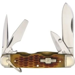 Rough Rider 533 Camp 440 Stainless Knife With Amber Jigged Bone Handle