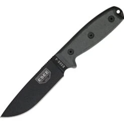 ESEE 4PKO Model 4 Plain Edge Fixed Drop Point Blade Knife With Black Linen Micarta Handles