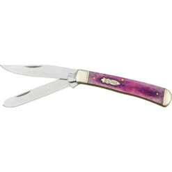 Rough Rider 1254 Trapper Folding Pocket Knife With Purple Bone Handle