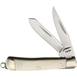 Rough Rider 1262 Mini Trapper Folding Pocket Knife With White Bone Handle