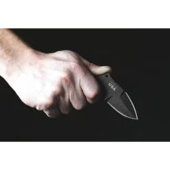 TOPS Knives TOPS DEV01 Devil''S Elbow XL Fixed Black Traction Coating Blade Knife With Black Micarta Handles -Knives Discount Store 144907