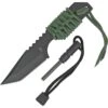 China Made M3372 Small Survival Fixed Tanto Blade Knife With Green Cord Wrapped Handle