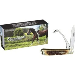 Rough Rider Knives 1971 Equestrian Trapper Amber Bone -Knives Discount Store 156838