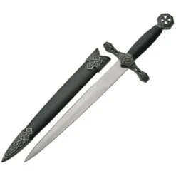 China Made 211166 Celtic Stainless Dagger Fixed Blade Knife With Black Metal Handle