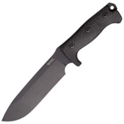 Lion Steel T7B 7 Inch Fixed Black Finish Sleipner Steel Blade Knife With Black Micarta Handles