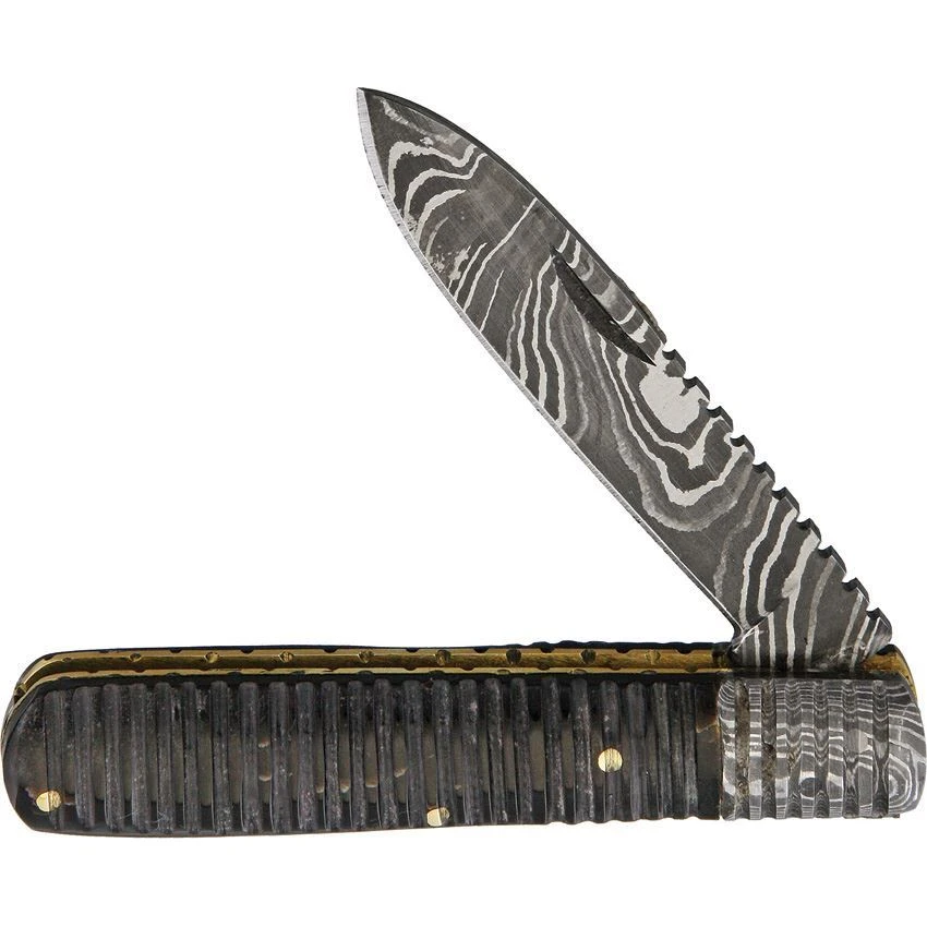 Old Forge 013 Barlow Damascus Buffalo Folding Pocket Knife With Black Handle 3 Old Forge 013 Barlow Damascus Buffalo Folding Pocket Knife With Black Handle