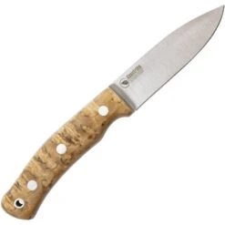 Casstrom 13118 No.10 Forest Curly Birch Fixed Flat Grind Blade Knife With Curly Birch Wood Handles