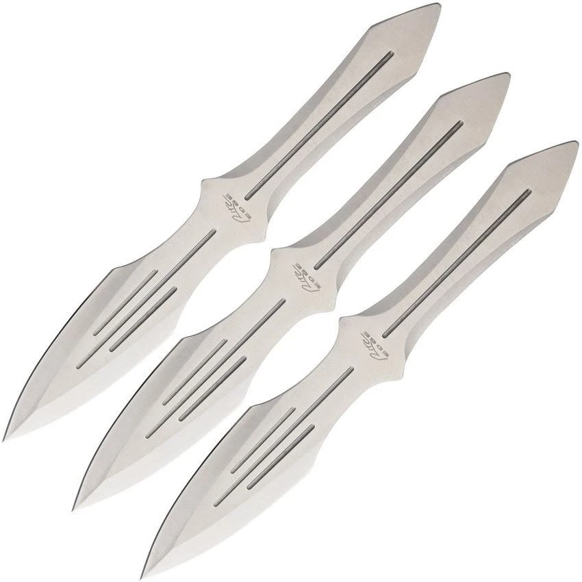 China Made 211230SL Throwing Fixed Double Edged Blade Knife With Stainless Construction - 3 Piece Set 3 China Made 211230SL Throwing Fixed Double Edged Blade Knife With Stainless Construction - 3 Piece Set