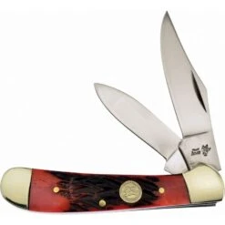 Frost 14950RPB Copperhead Folding Knife With Red Pick Bone Handle