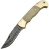 Damascus 1162BO Lockback Bone Fixed Blade Knife With White Smooth Bone Handle -Knives Discount Store 216015 216029