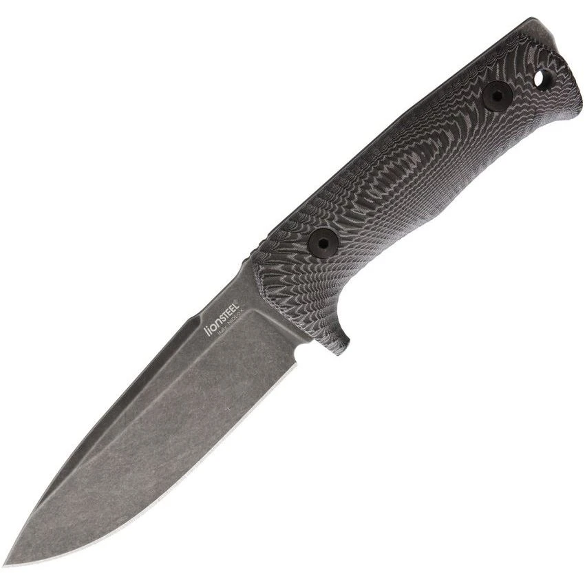 Lion Steel TT5BMI T5 Fixed Drop Point Black Stonewash Finish Blade Knife With Black Canvas Micarta Handle 3 Lion Steel TT5BMI T5 Fixed Drop Point Black Stonewash Finish Blade Knife With Black Canvas Micarta Handle