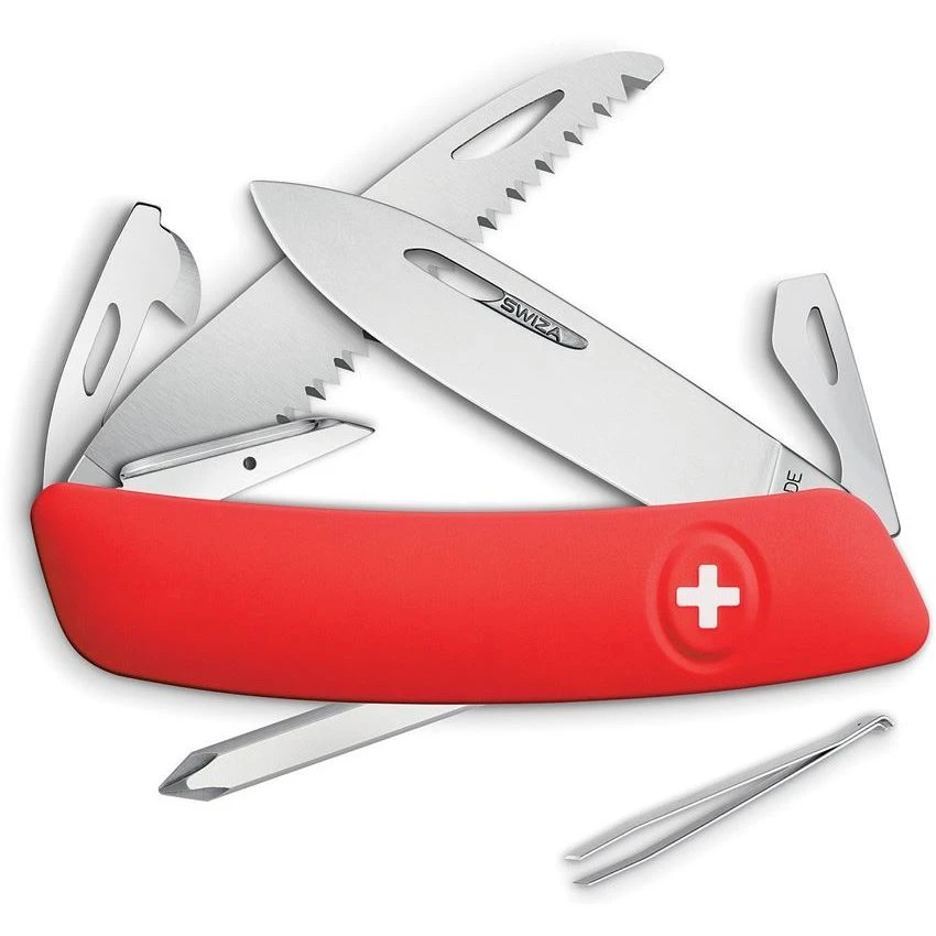 Swiza 601000 D06 Swiss Button Lock Knife With Red Rubberized Handle 3 Swiza 601000 D06 Swiss Button Lock Knife With Red Rubberized Handle