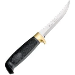 Marttiini 175014 Fisherman's Knife With Black Textured Rubber Handle