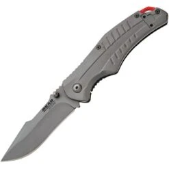 Bear Edge 61114 Assisted Opening Framelock Knife With Gray Stainless Handle