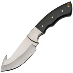 Pakistan 8022HN Fixed Stainless Blade Guthook Knife With Finger Grooved Buffalo Horn Handle
