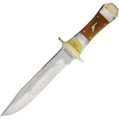 Rough Rider 1513 Roy Rogers Stainless Clip Knife With Brown Smooth Natural Black Pearl Handle