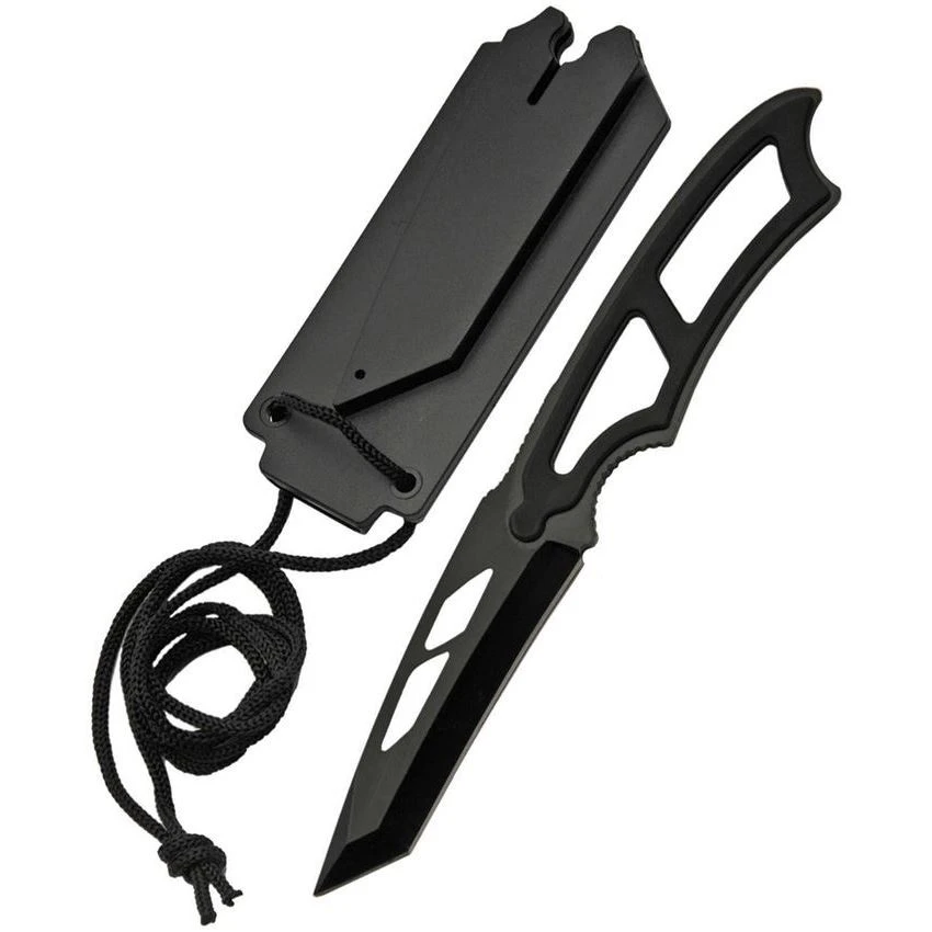 China Made 11430BK 3 Inch Neck Stainless Tanto Blade Knife With Black ABS Handle 3 China Made 11430BK 3 Inch Neck Stainless Tanto Blade Knife With Black ABS Handle