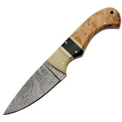Damascus 1192 Skinner Damascus Steel Blade Knife With Bone, Horn And Olive Wood Handle
