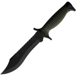 Aitor 16010G Oso Black Powder Coated Stainless Clip Point Blade Knife With OD Green Textured Polymer Handle