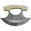 Damascus 1111BO Damascus Steel ULU Blade Knife With Smooth Bone Handle