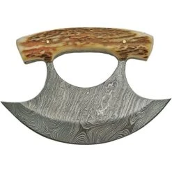 Damascus 1111SG Damascus Steel ULU Blade Knife With Stag Bone Handles