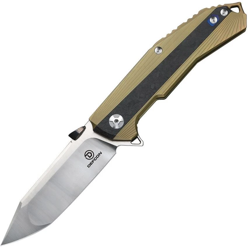 Defcon Blade Works 53442 Atlas Framelock Knife Gold 3 Defcon Blade Works 53442 Atlas Framelock Knife Gold